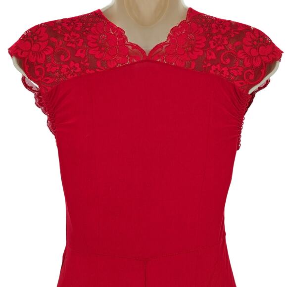 Free People We Are HAH Womans size XS Lady Like Bodysuit Rouge Red Lace NEW - Picture 4 of 9